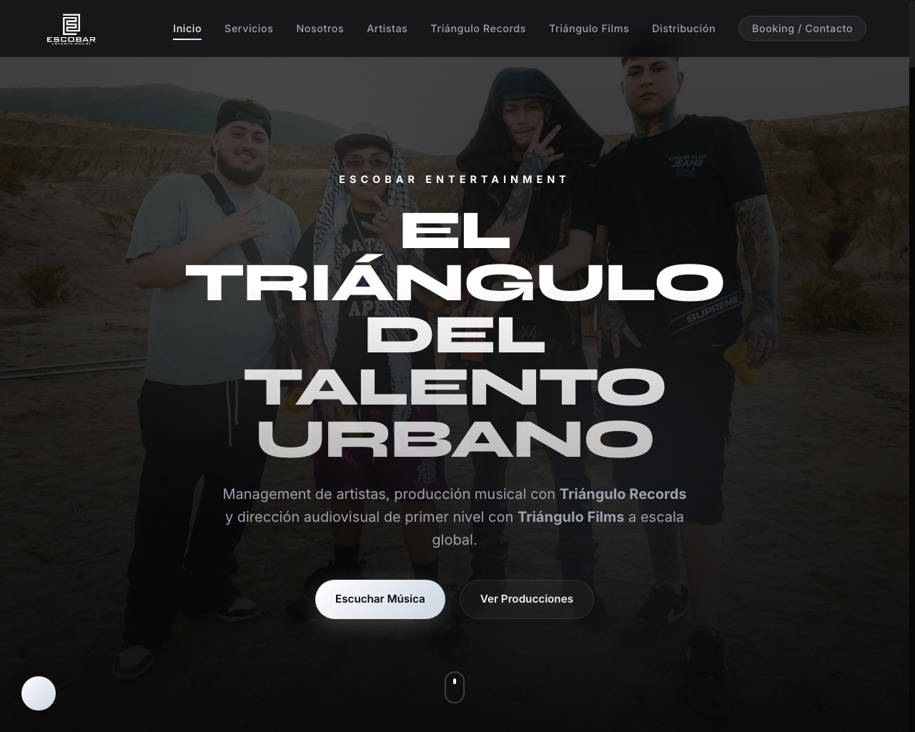 Escobar Entertainment Website Preview